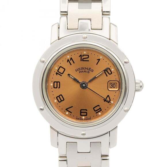 HERMES Accessories - Hermès Clipper Watch, Stainless Steel, Women's, Pink, CL4.210
